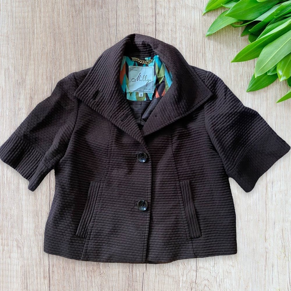 Milly | Brown Cotton blend swing Crop Jacket size 8